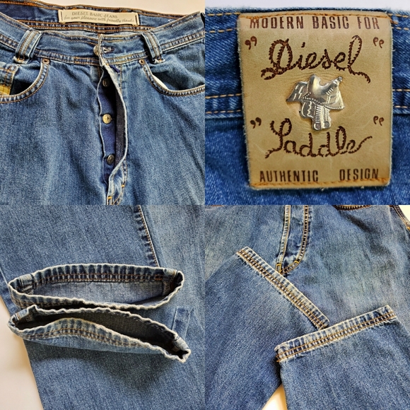 Y2K Vintage Diesel High Waist Button Fly Denim Jeans Leather Patch Big Logo 31 - Picture 10 of 10